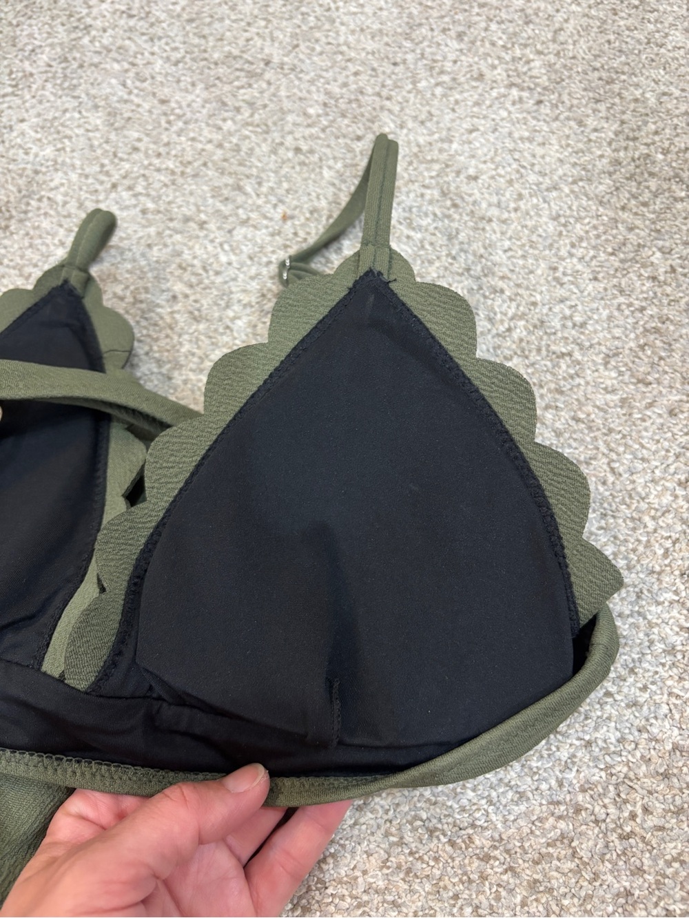 NEW! Cupshe Green High Waist Scalloped Bikini 2 Piece Set Size L - Picture 4 of 9